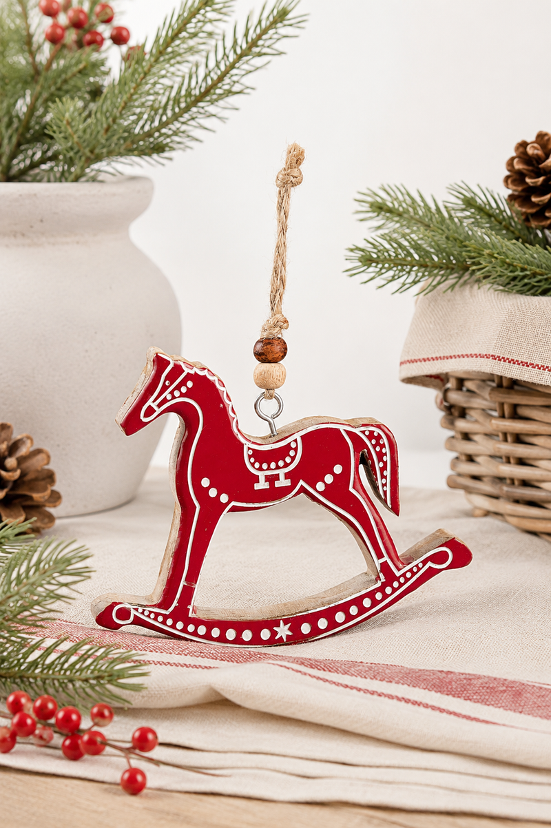 Cavallino a Dondolo da Appendere Blanc MariClo in Legno 11x1,5x9,5 cm