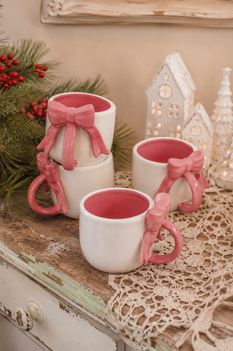 Tazza in Gres con Fiocco sul Manico H 7 cm  – BOLTZE Home
