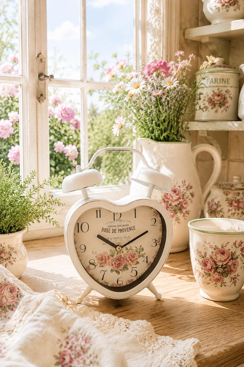 Orologio da Tavolo Cuore Shabby Chic 22 cm