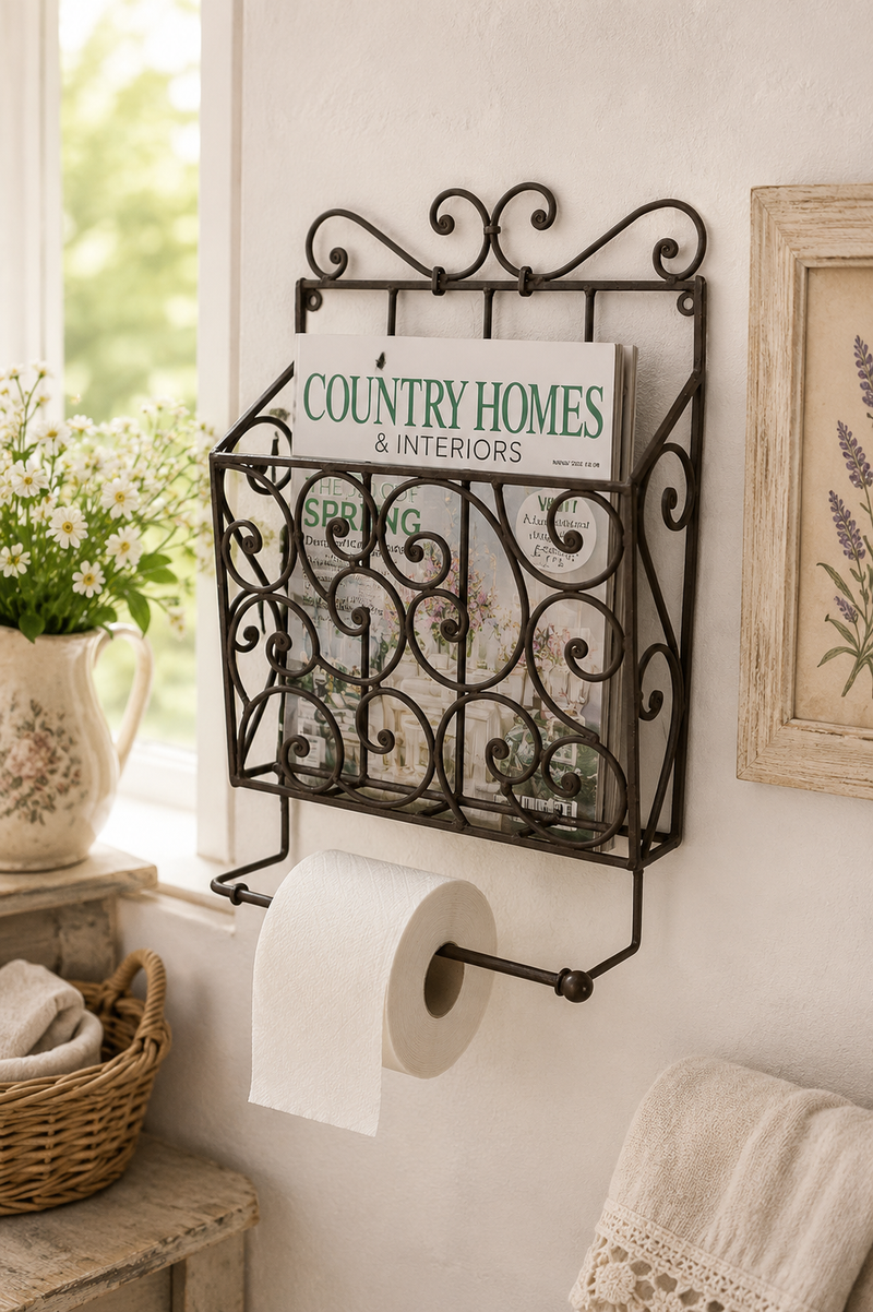 Portariviste da Parete Shabby Chic in Metallo nero
