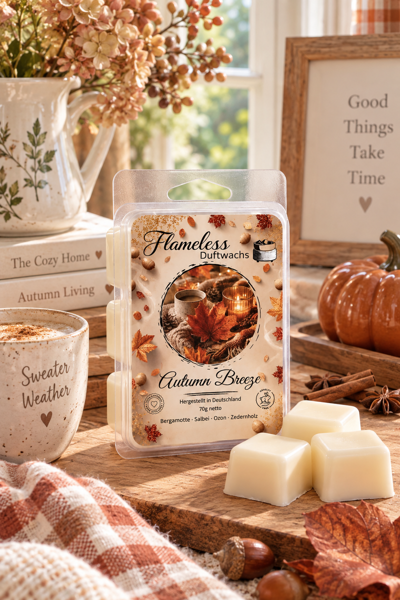 Cera profumata di soia Brezza d’Autunno 70 g – FLAMELESS