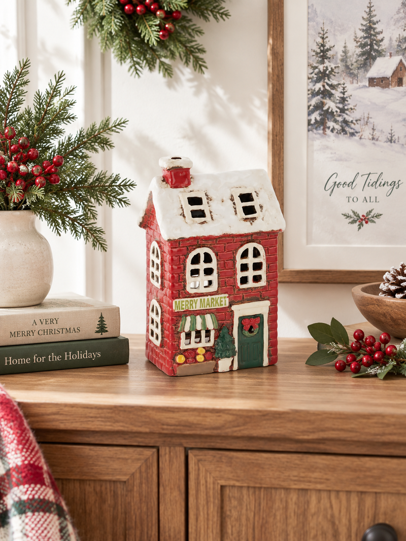 Casetta natalizia in ceramica Merry Market – Village Pottery