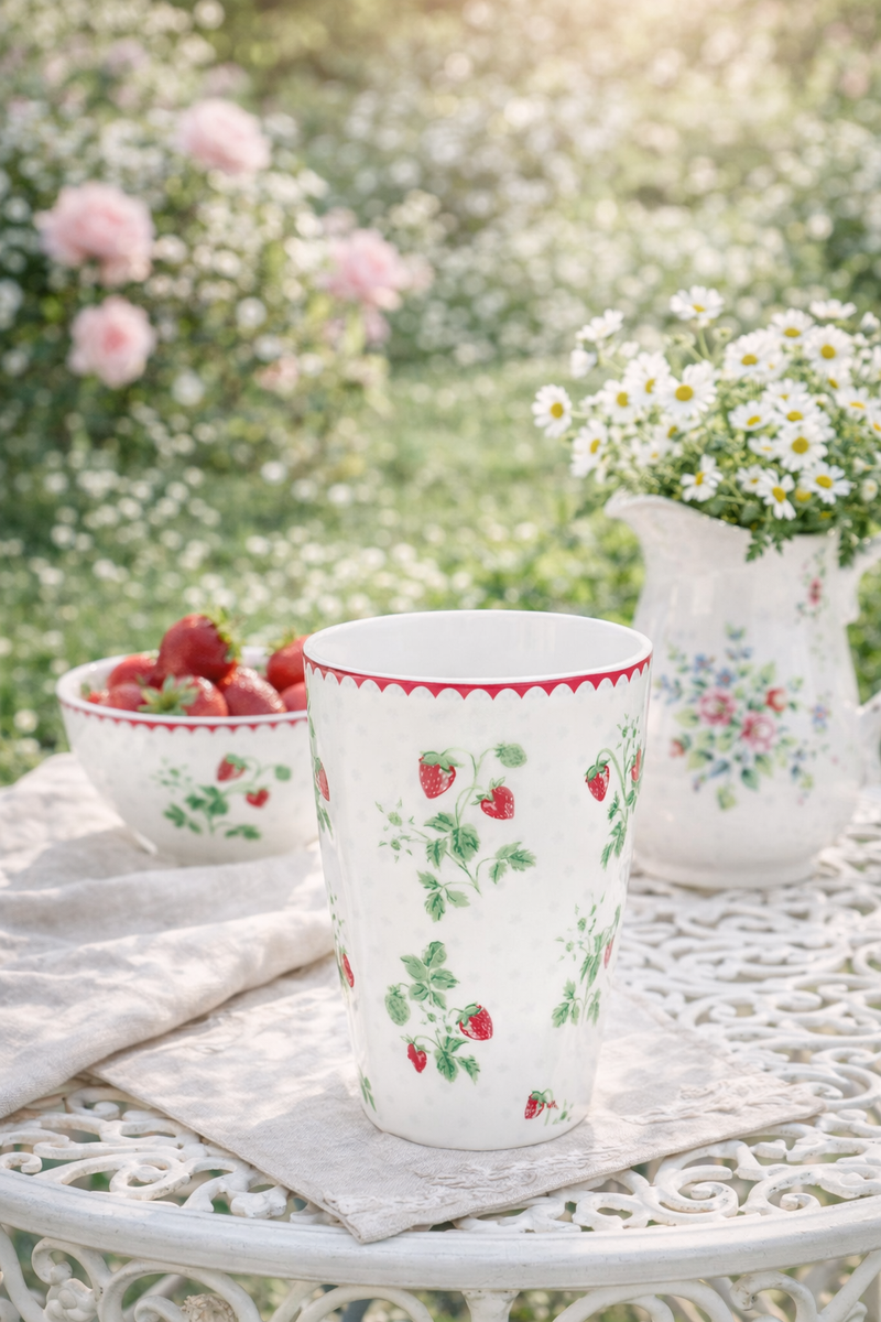 Tazza Latte Francese GreenGate Berry White 400 ml