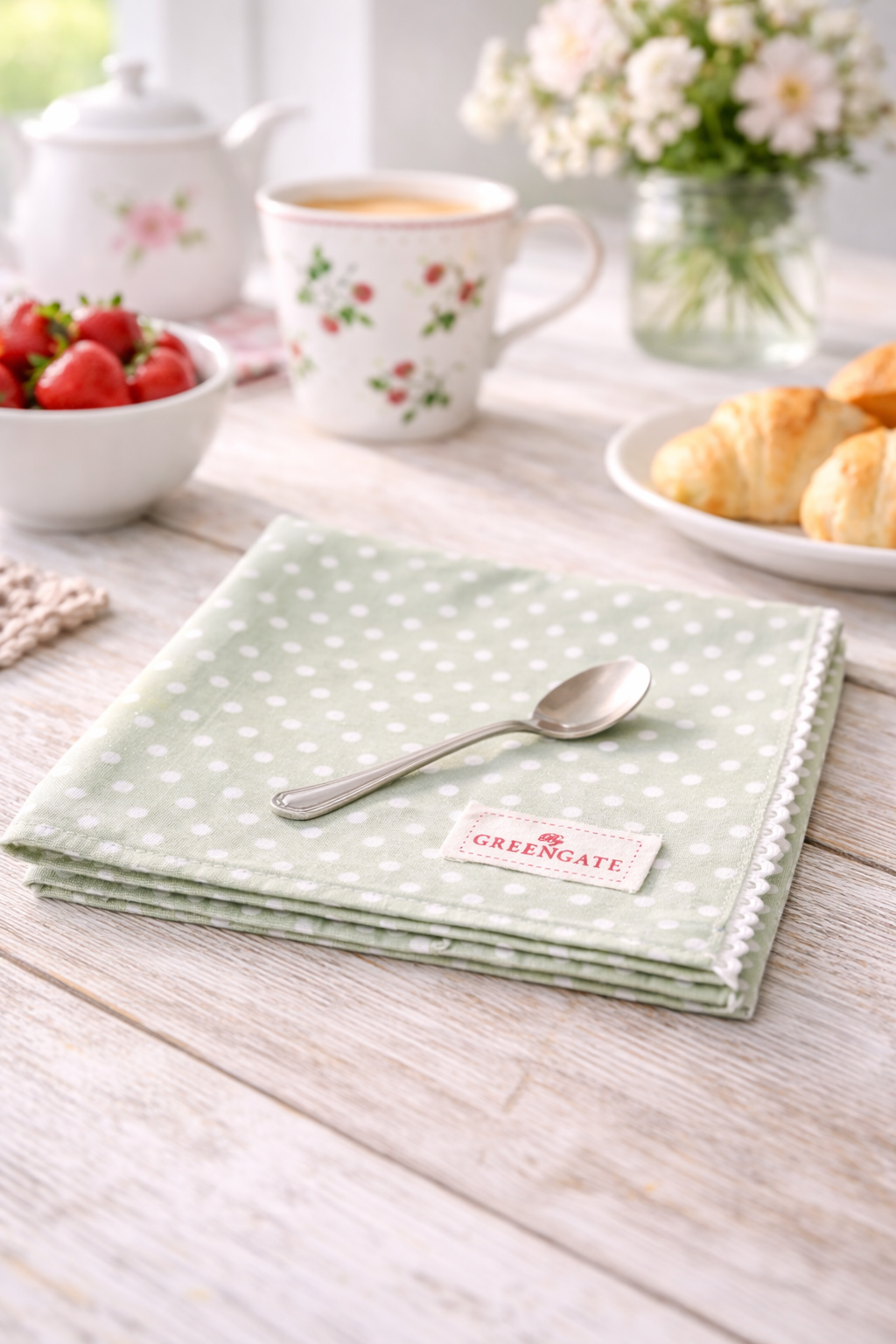 Tovagliolo in Cotone GreenGate Dotty Pale Green 40x40 cm