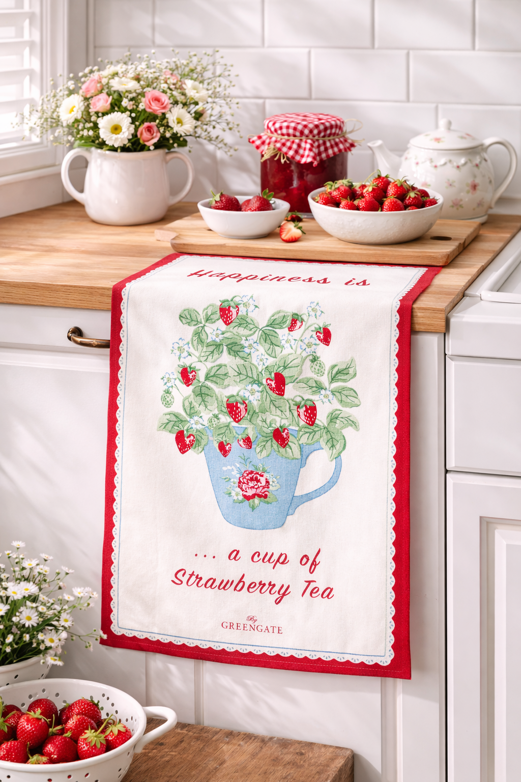 Strofinaccio Piece printed Berry white Greengate