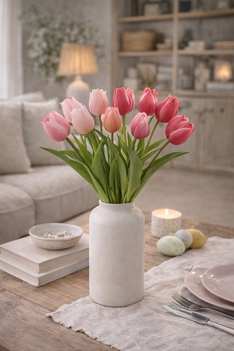 Bouquet 5 Tulipani Rosa H 26 cm Edg