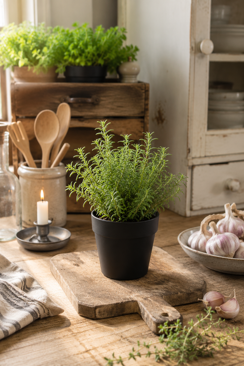 Rosmarino Artificiale in Vaso Chic Antique  24x17 cm