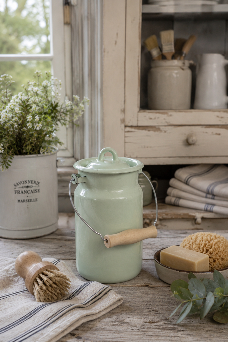 Bidone Smaltato con Coperchio 2 Litri Verde Stromshaga