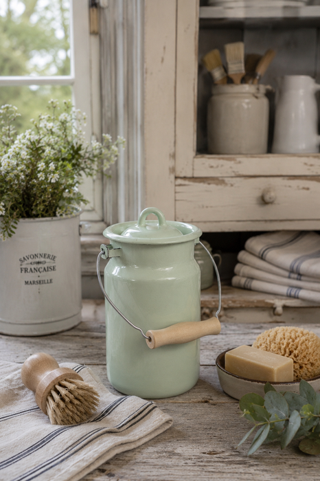 Bidone Smaltato con Coperchio 2 Litri Verde Stromshaga