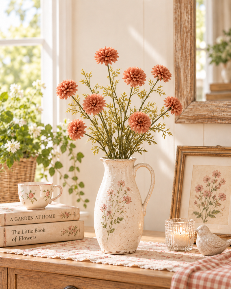 Ramo floreale con fiori pompon terracotta – H 60 cm Ib laursen