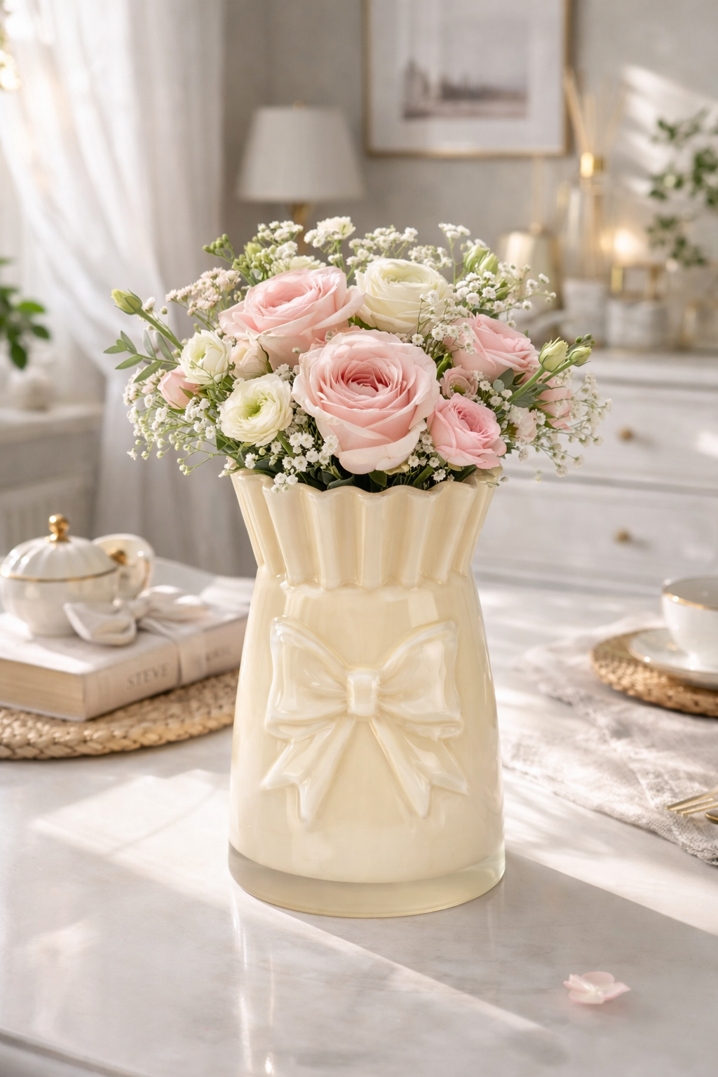 Vaso con Fiocco in Vetro 18 cm –