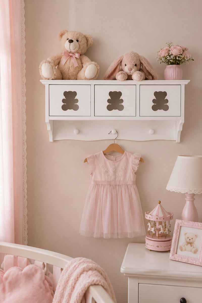 Cassettini teddy bear shelf white