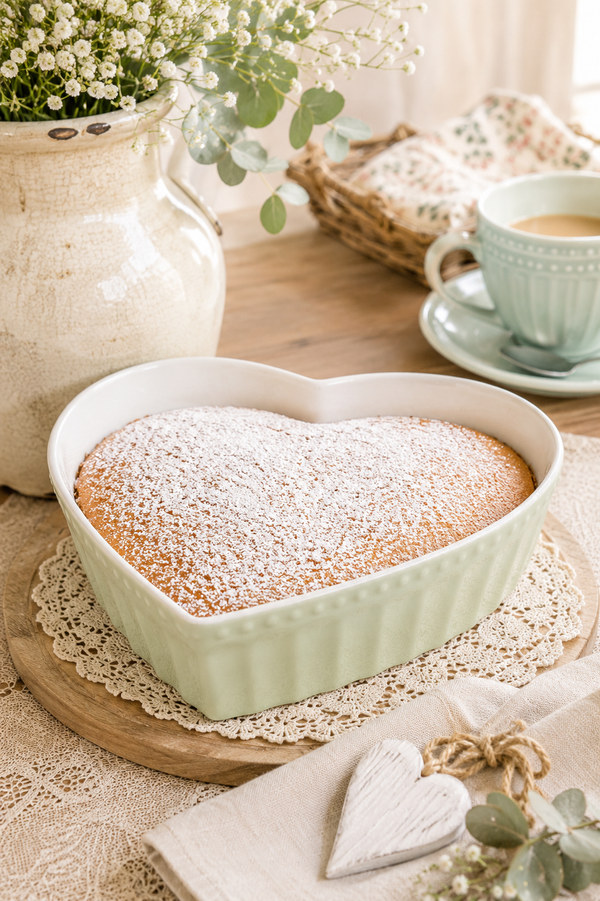 Pirofila a cuore in ceramica new bone Verde- 25x24x6 cm - Nuvole di Stoffa
