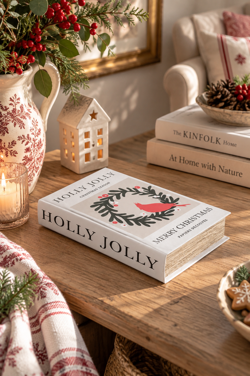 Libro contenitore natalizio Holly Jolly 26 x 17 x 5 cm