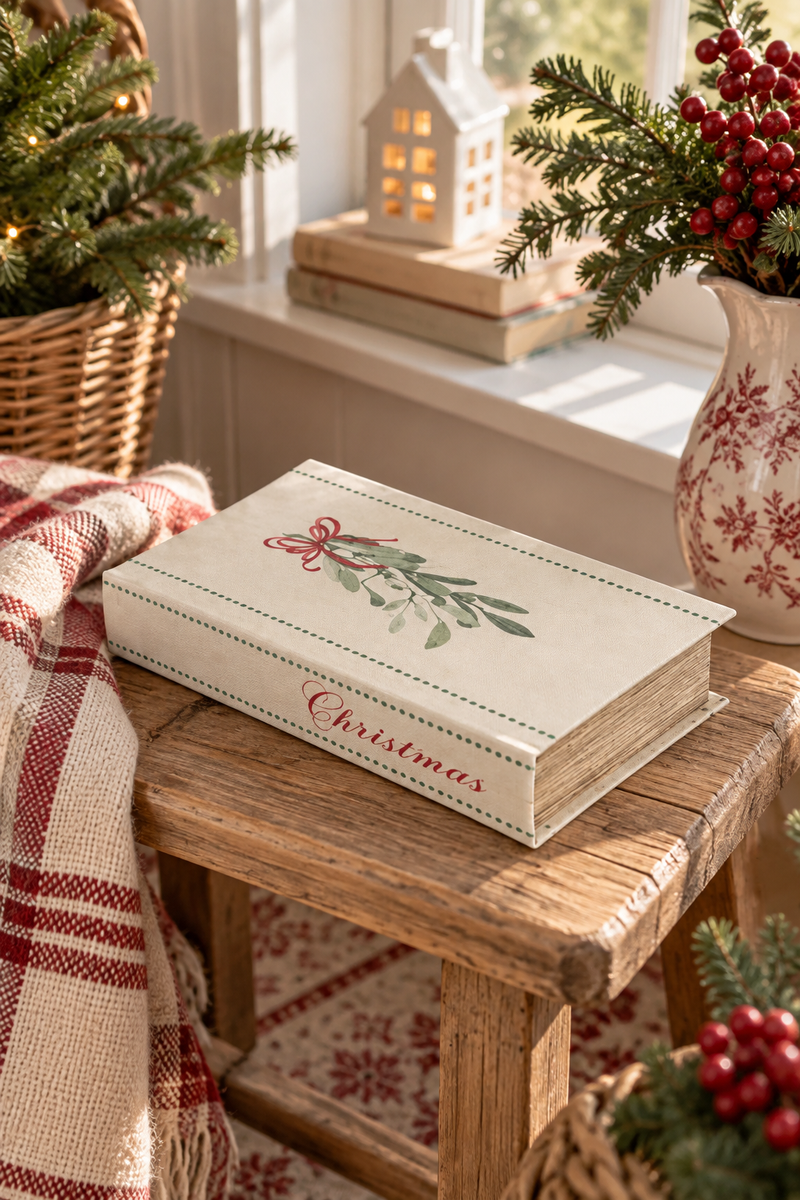 Libro contenitore natalizio Mistletoe 17 x 5 x H26 cm