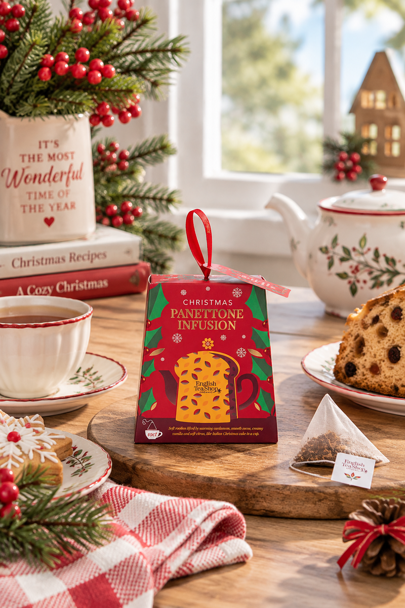 English Tea Shop - Scatola regalo tè "Panettone" BIO, 10 bustine piramidali