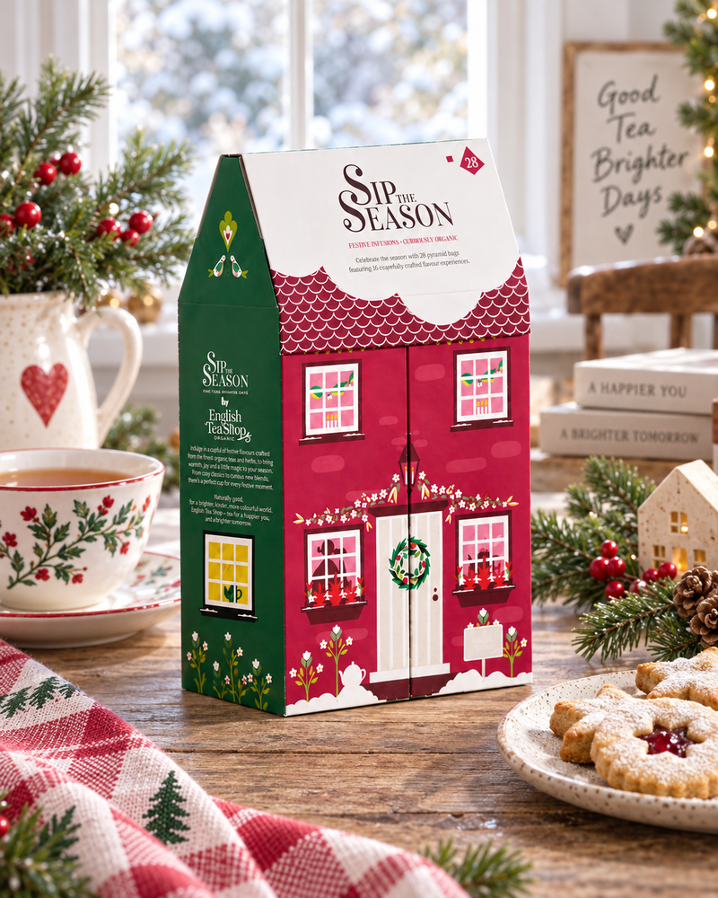 English Tea Shop - Set regalo di tè "Casa d'Inverno" biologico, 10 varietà, 28 bustine piramidali