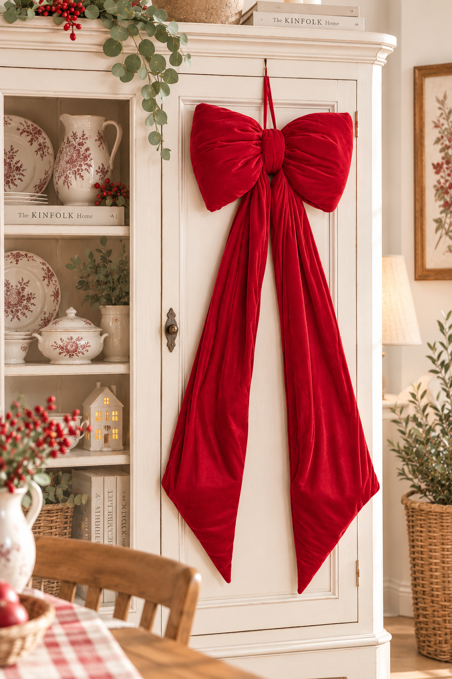 Fiocco decorativo in velluto rosso 162 cm