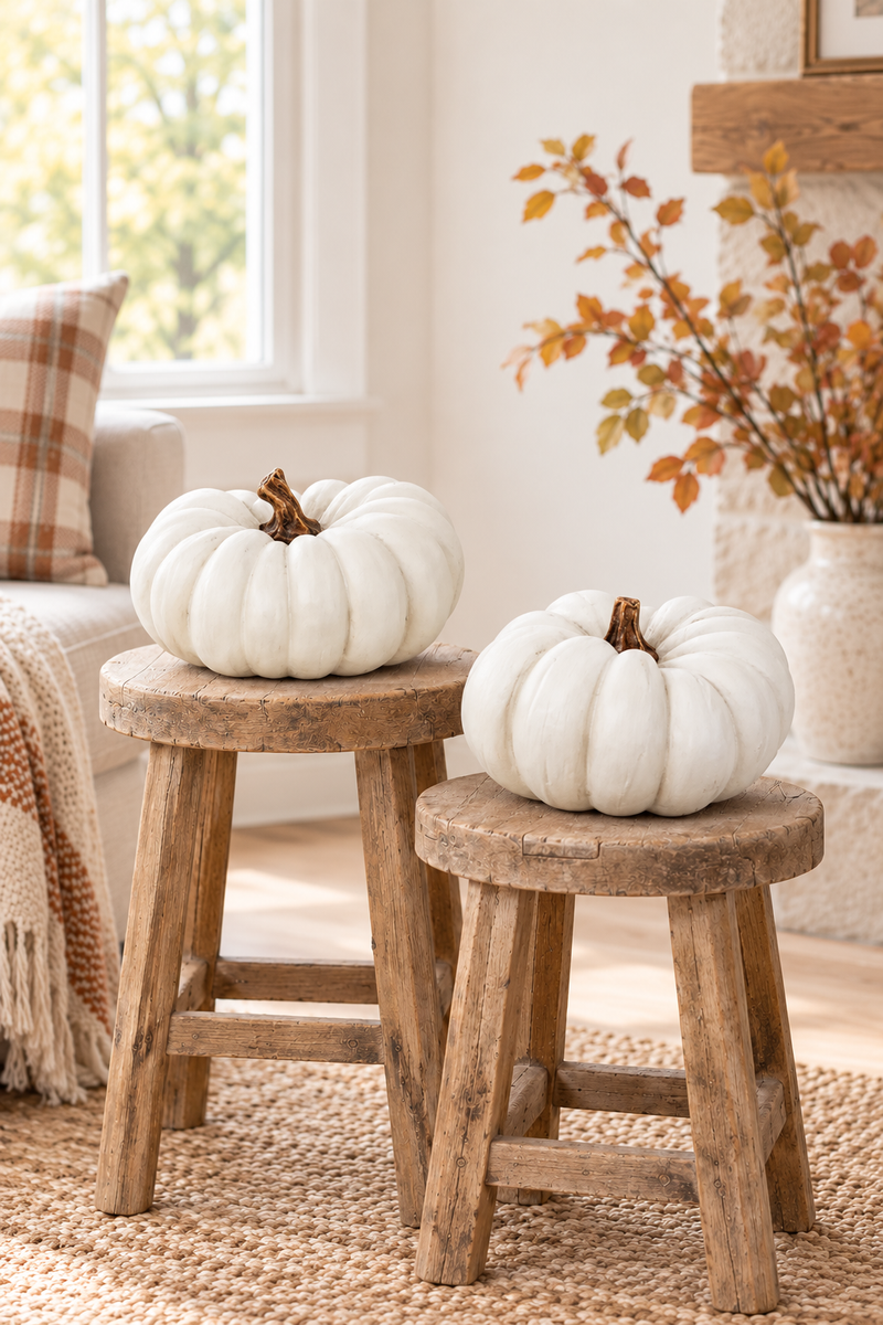 Zucca decorativa bianca 20 cm