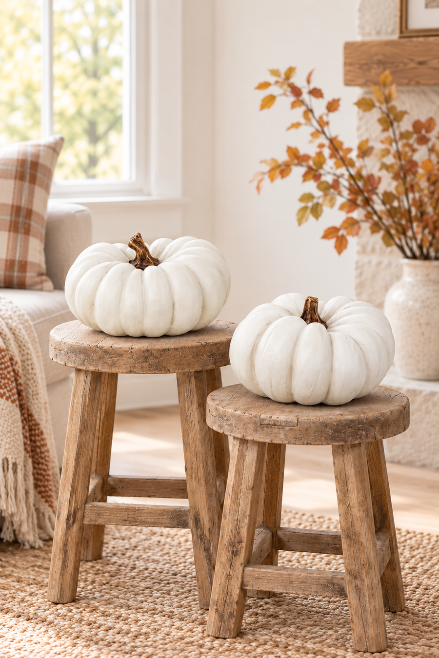 Zucca decorativa bianca 20 cm