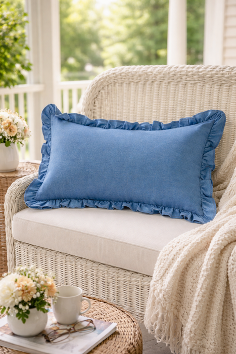 Cuscino Denim con Gala 4 cm Vista Mare  30x59 Blanc Mariclò