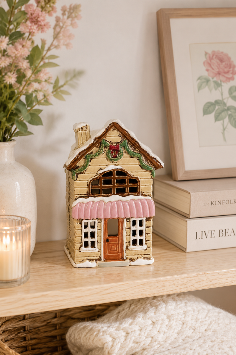 Casa Portacandela Natalizia in Ceramica Clayre & Eef – 14×9×20 cm