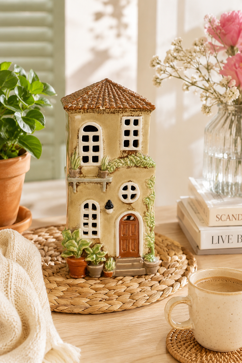 Casa Portacandela Decorativa in Ceramica Clayre & Eef – 12×9×23 cm