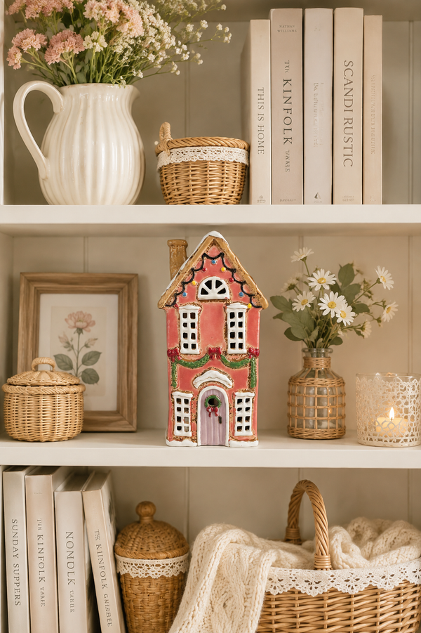 Casa PortacandelaRosa in Ceramica Clayre & eef– 12×9×23 cm