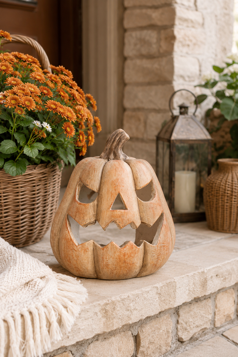Zucca Portacandela Halloween in Ceramica Clayre & Eef – 23×22×25 cm