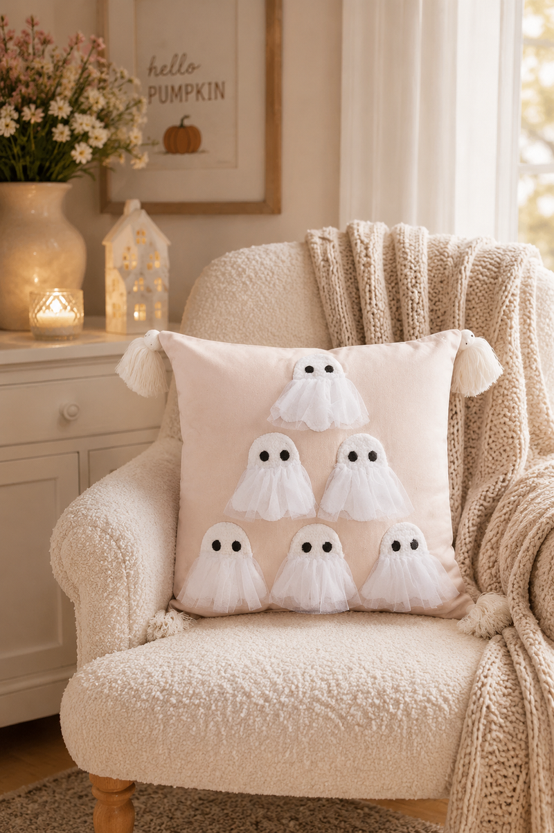Cuscino Decorativo Halloween con Fantasmini – 40×40 cm Clayre & eef