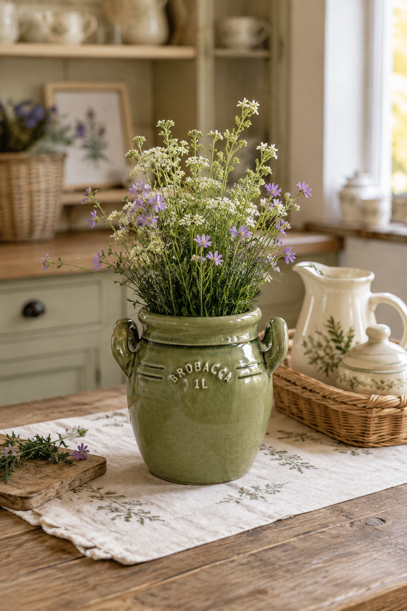 Vaso Cottage “Brobagga 1L” in Ceramica Verde – 14×13×14 cm Stromshaga