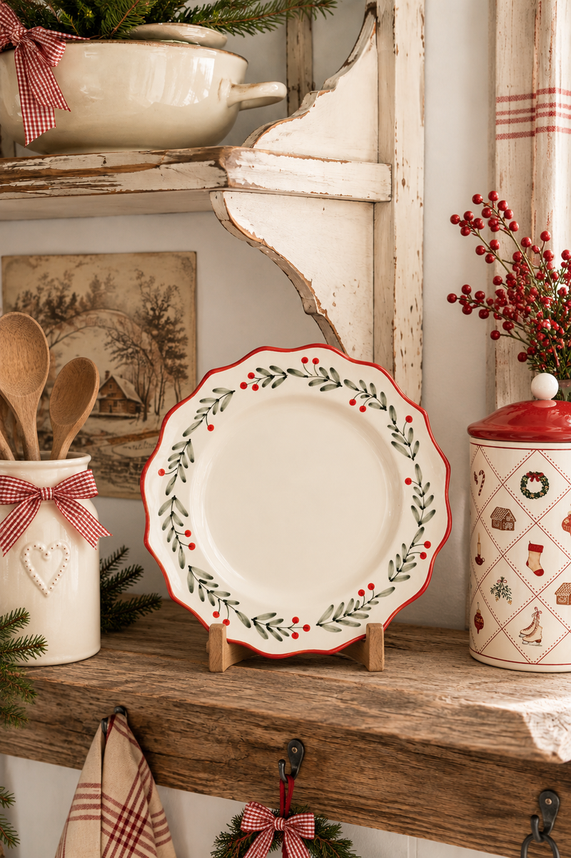 Piatto  Natalizio Dipinto a Mano in Ceramica Strömshaga – Ø 21,5 cm