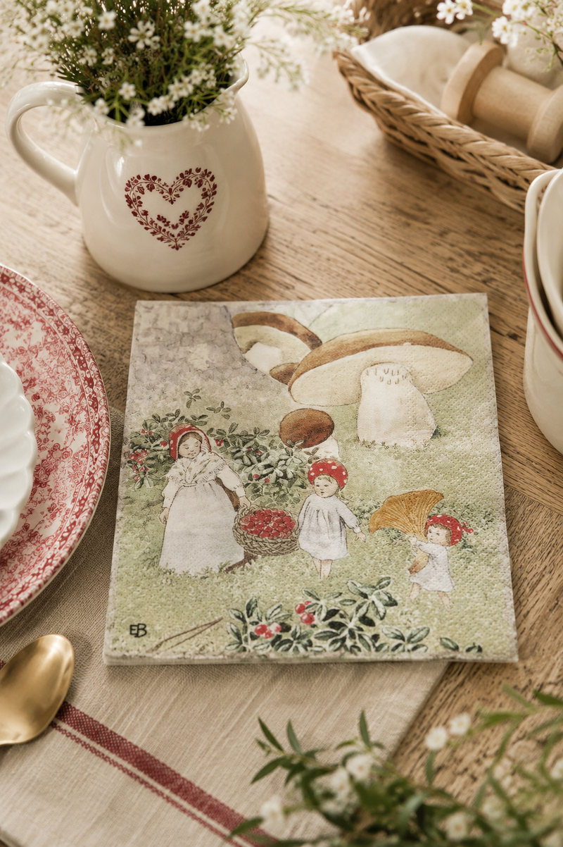Tovaglioli di Carta Bambini nel Bosco Vintage Strömshaga – 33×33 cm, 20 Pezzi