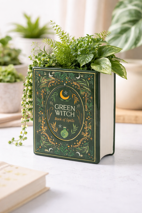 Vaso a forma di Libro Green Witch