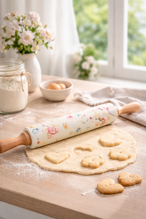 Mattarello in Silicone e Legno 43 cm – English Garden Isabelle rose