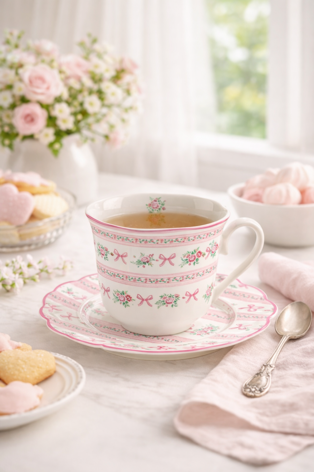 Tazza con Piattino in Porcellana 300 ml – Ribbon Isabelle Rose