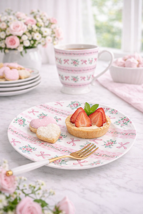 Piatto Dessert in Porcellana 19 cm – Ribbon Isabelle Rose