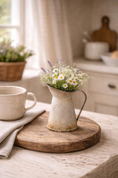 Brocca in metallo effetto usurato shabby chic