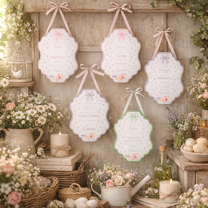 Targa in legno Nuvole di stoffa