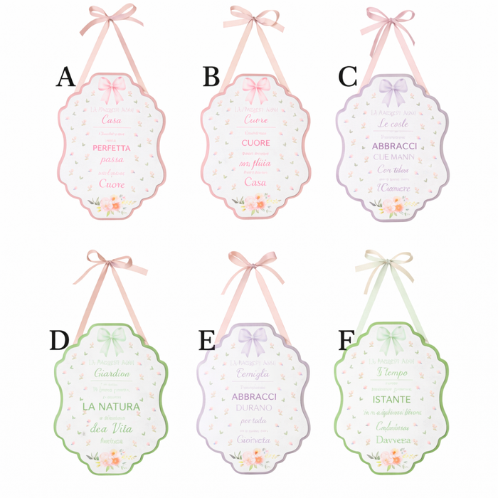 Targa in legno Nuvole di stoffa