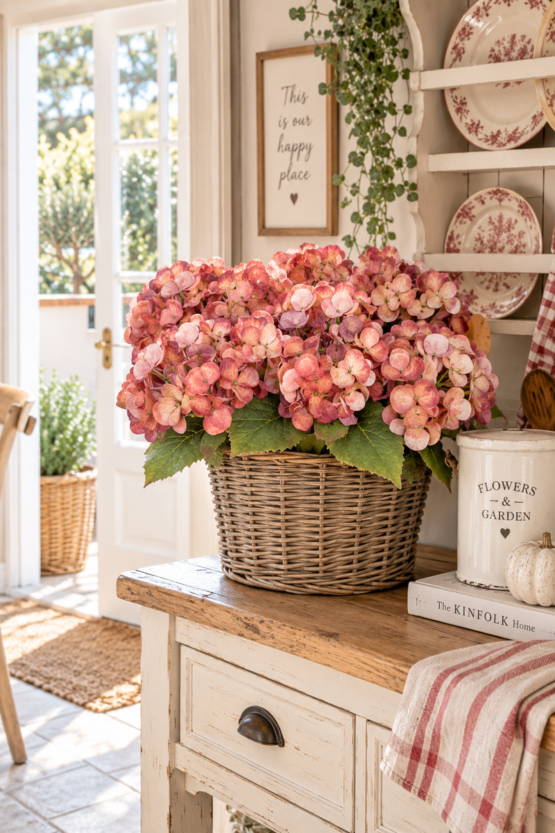 Ortensia Dry Artificiale  H 50 cm Rosa terracotta   – EDG Enzo De Gasperi