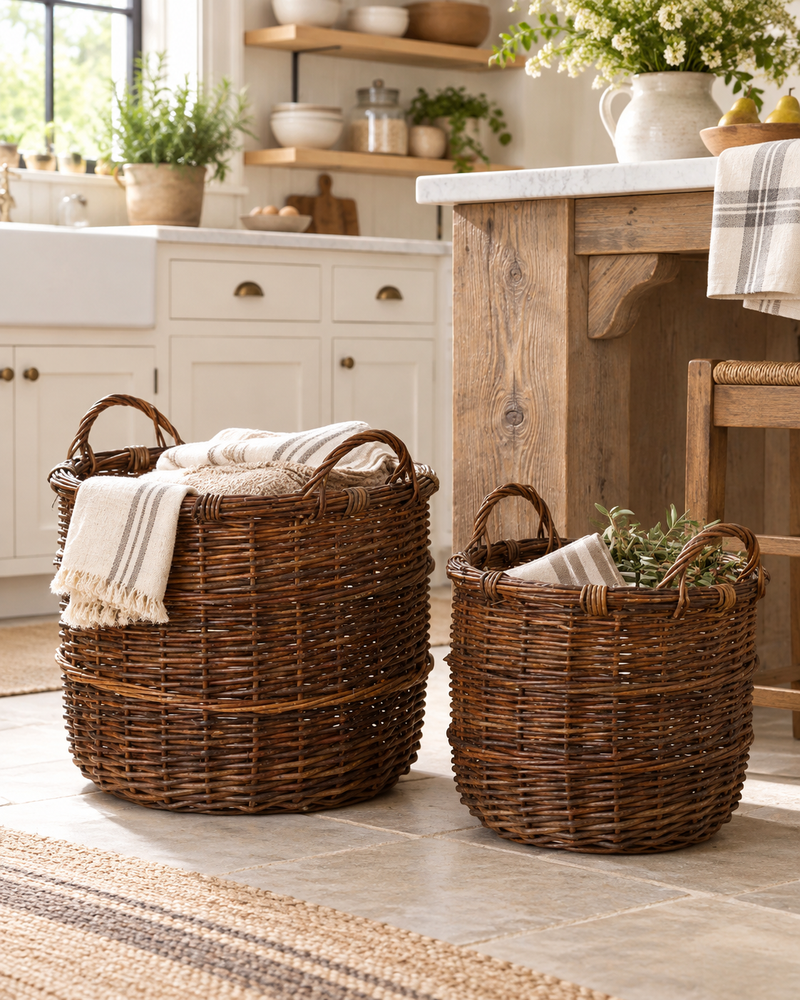 Set 2 Cestini in Rattan con Manici Ib laursen