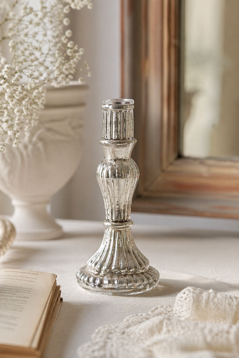 Candelabro Blanc Mariclò vetro argentato dorato 27 cm