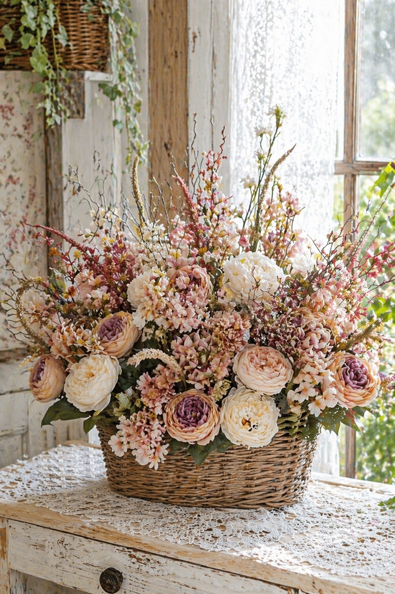 Mazzetto fiori artificiali Blanc Mariclò