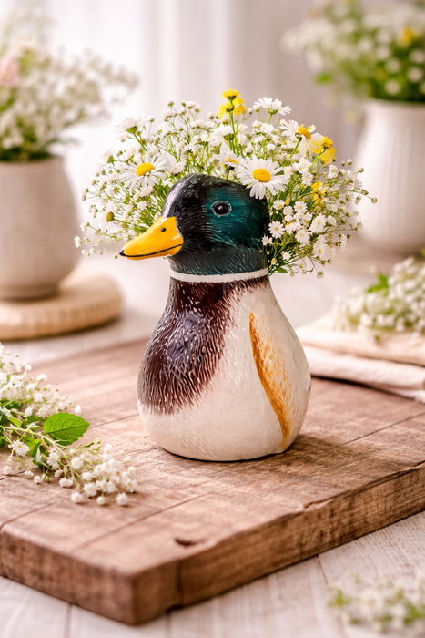 Vaso Decorativo a Forma di Anatra in Ceramica