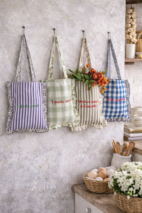 Borsa in Tela Ricamata Blanc MariClo 46x36 cm