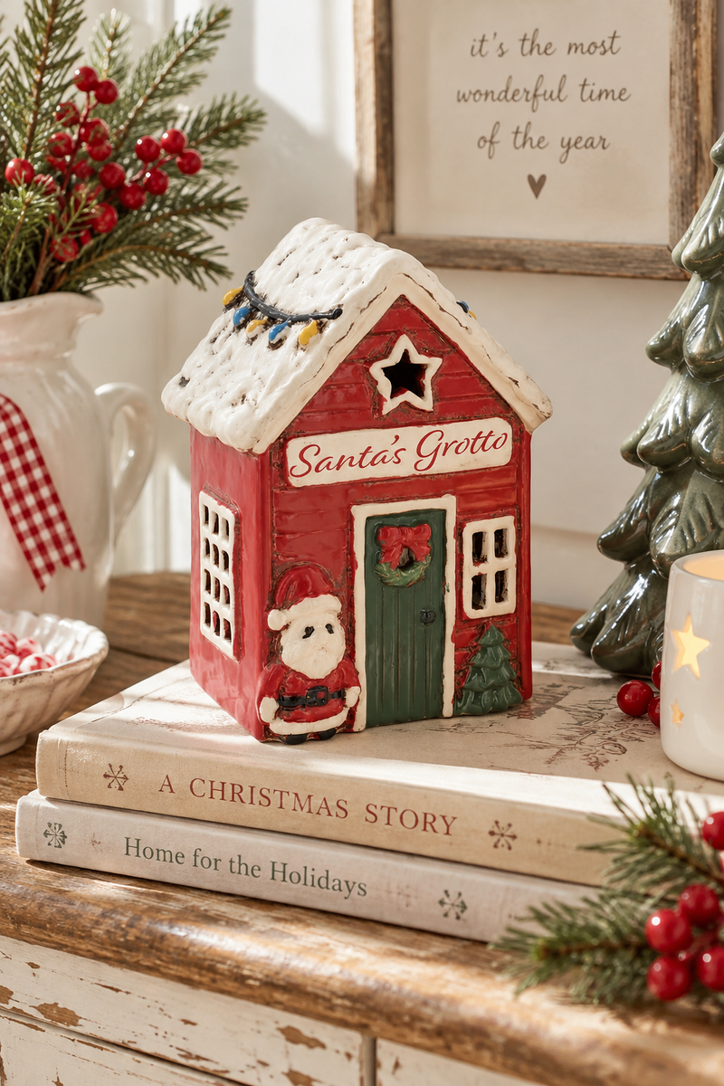 Casetta natalizia Grotta di Babbo Natale in ceramica