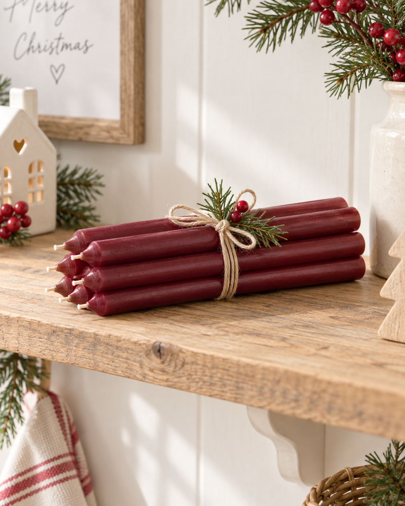 Set 6 candele bordeaux IB Laursen altezza 18 cm