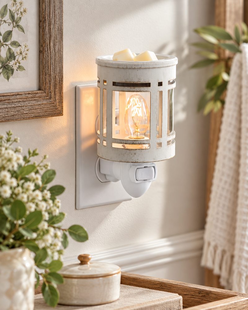 Scaldacera Elettrico da Presa Bianco Shabby – Candle Warmers