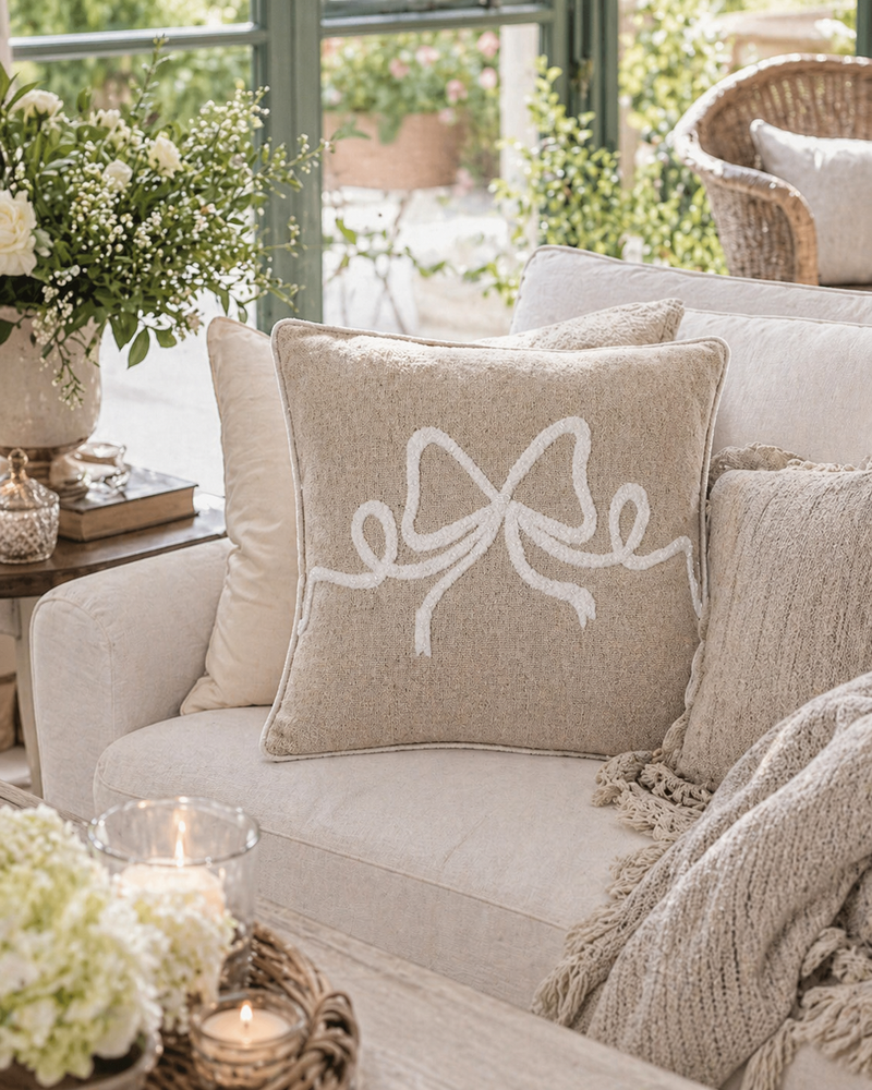 Cuscino Fiocco Ricamato 45x45 Blanc Mariclò Shabby Chic